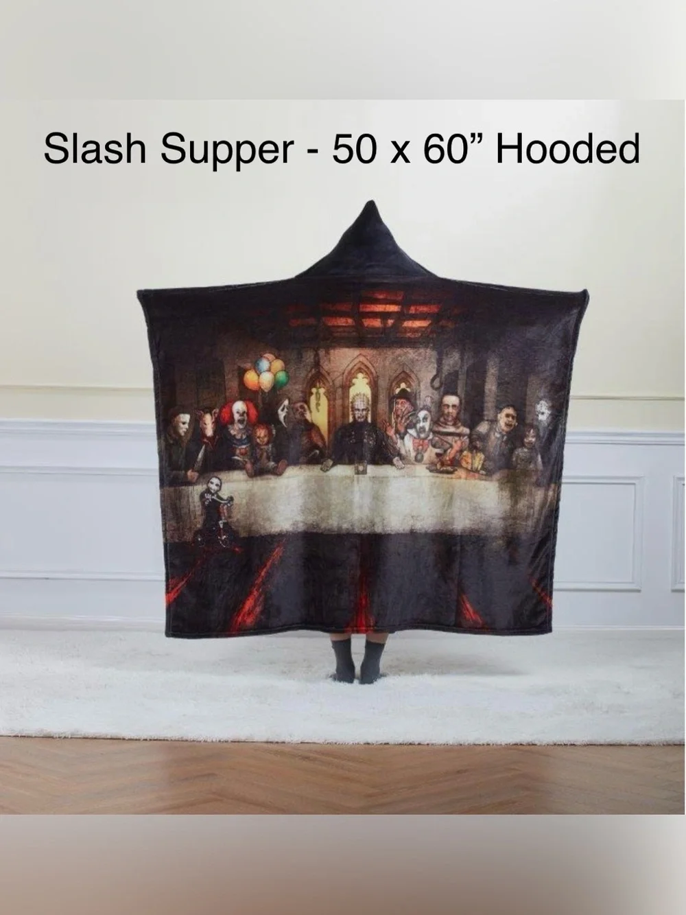 Horror Villains Hooded Wearable Blanket 50x60 Last Supper NWT